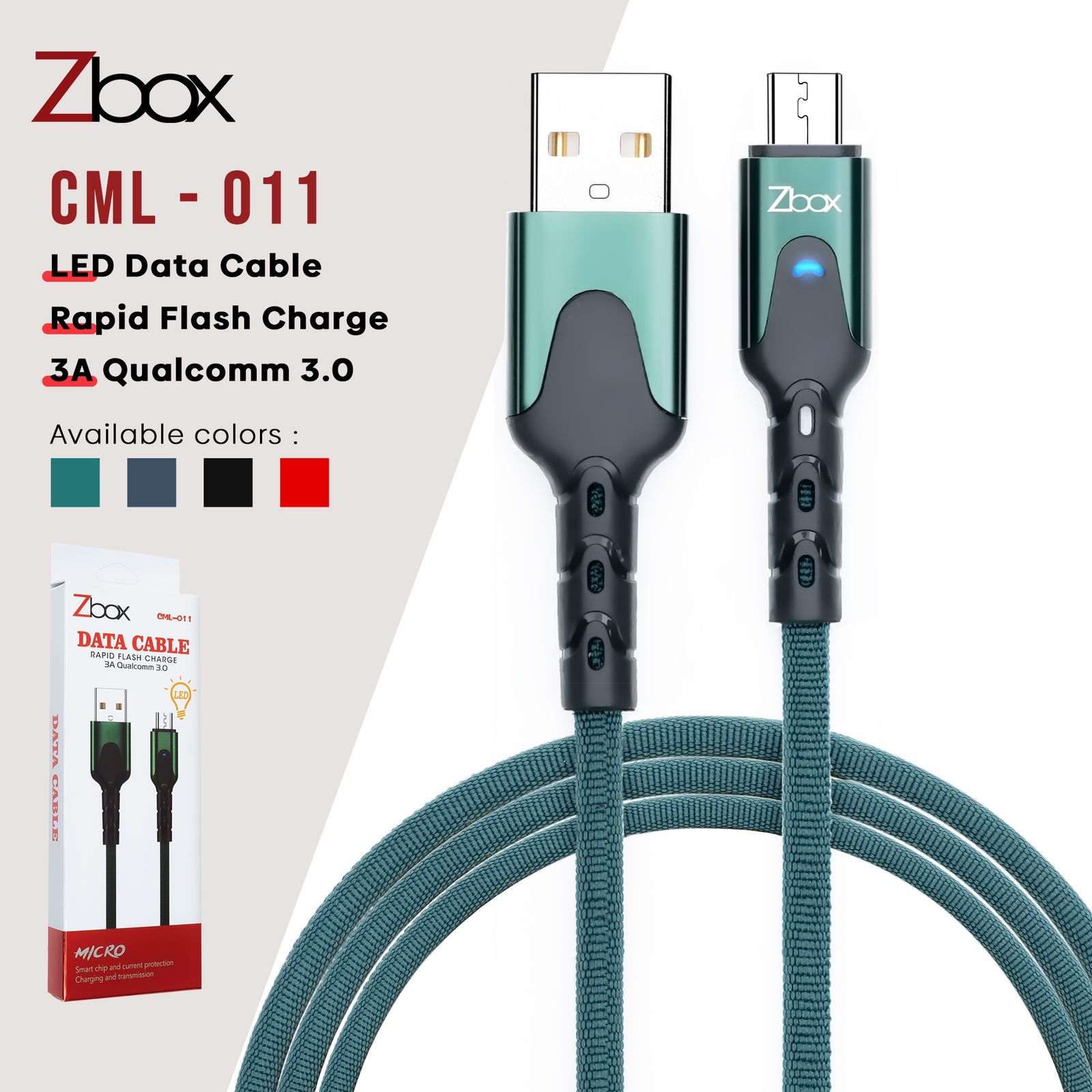 KABEL DATA ZBOX LED CML-011 FAST CHARGING MICRO USB